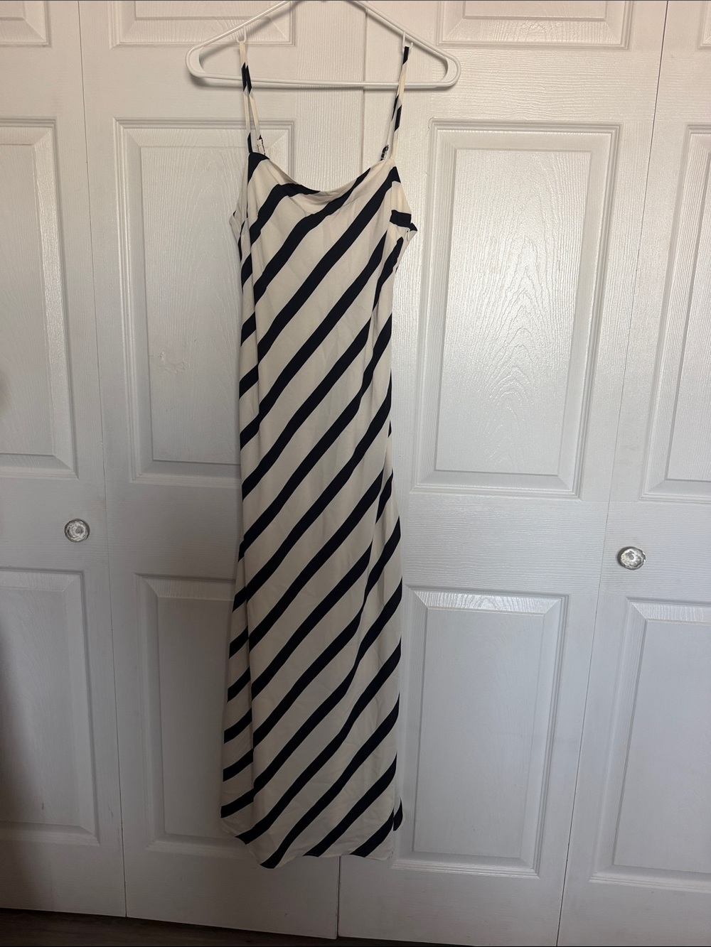 Abercrombie & Fitch Black and White Diagonal Stripe Maxi Dress
